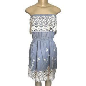 Christophe Sauvat Embroidered boho lace trim sleeveless Dress medium